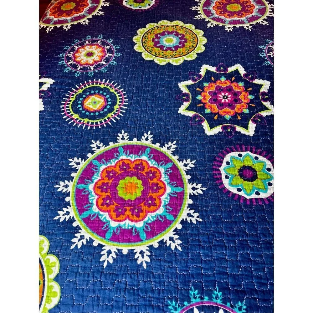 Virah Bella Suri Printed Reversible Quilt Suri Blue King Size Quilt